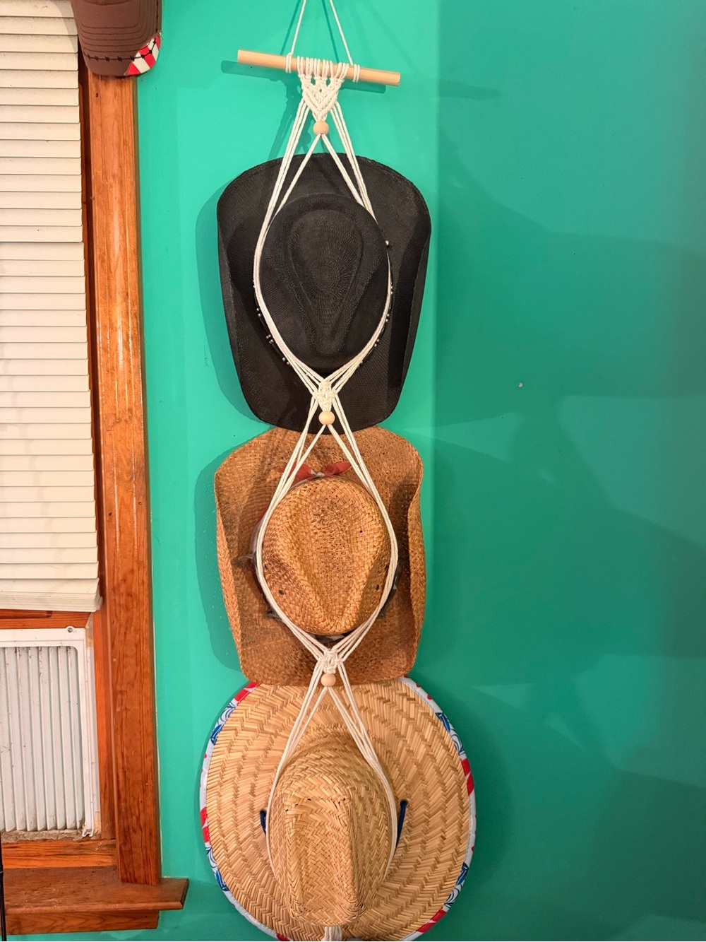Macramé Hat Hanger - Cream Hat Organizer